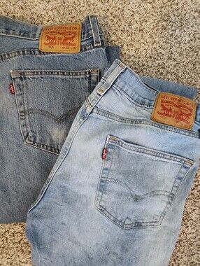 💎Levi's Men's BUNDLE Light & Medium Blue Straight Jeans. Y2K  INDIE Sleez 33x32